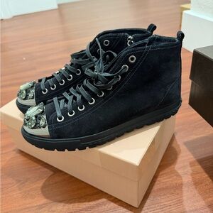 Miu Miu Stylish Black High-Top Rhinestone Sneakers